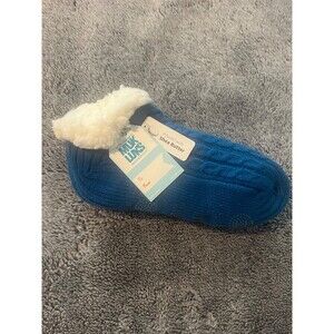 NWT Muk Luks Womens Sherpa Lined Slipper Cozy Socks Size S/M Shoe Size 6-8 Blue